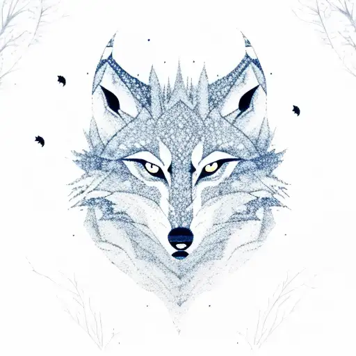 A Mystical Moonlit Forest With A Lone Wolf Howling