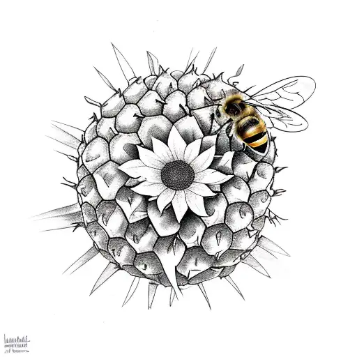 Honey Bee With A Pineapple Torso