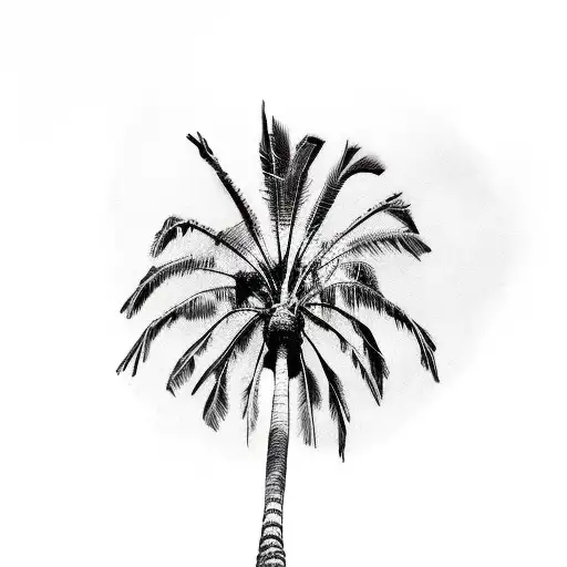 Palm Tree With Date Going Through It