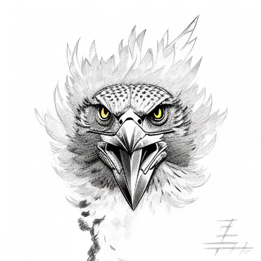 Falcon Head With Fire Over It