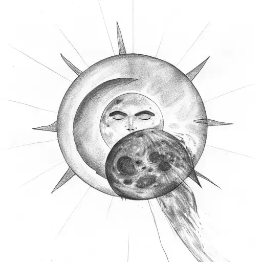 Eclipse With Broken Sun Rays And Chains