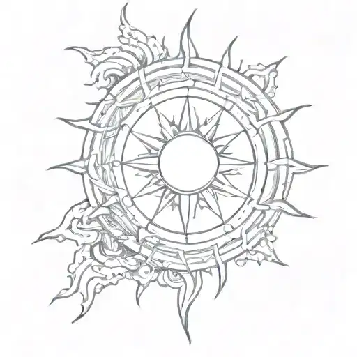 Sun And Lines Forming