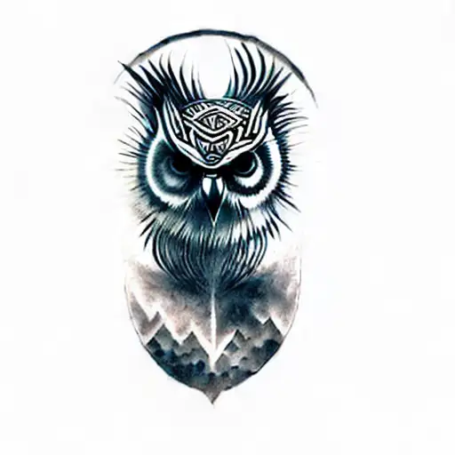 A Tribal Tattoo Boruca Owl Face