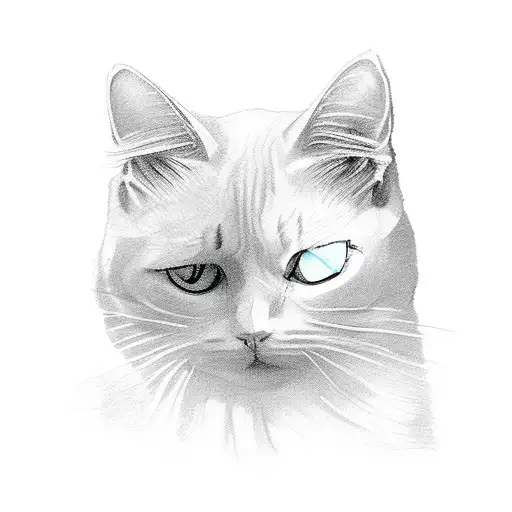 One Eyed White Cat