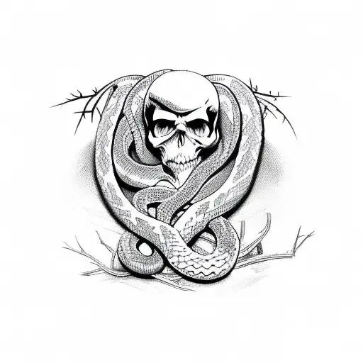 Snake With Skull And Thorns