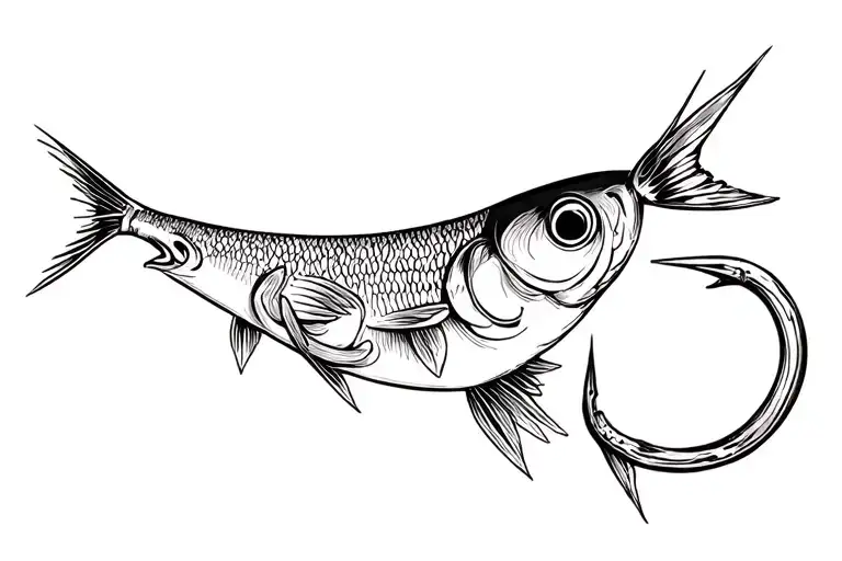 Fishing Hook Memorial Tattoo Using