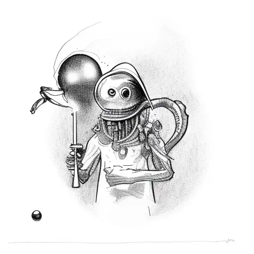 A Simble Smoking Bong With An Alien Holding It And A Bow On Its Head