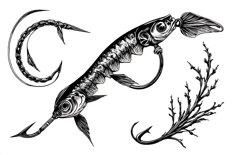 Fishing Hook Memorial Tattoo Using Elements Of Newfoundland