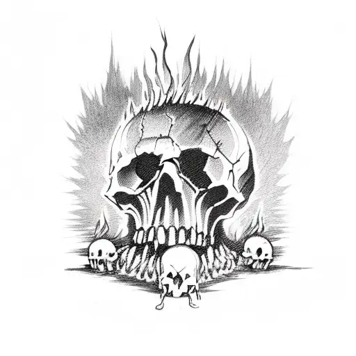 Dark Souls Bonfire With Skulls At The Base