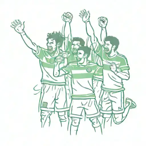 A Group Of Friends In Sporting Clube De Portugal Colors Chanting And Cheering