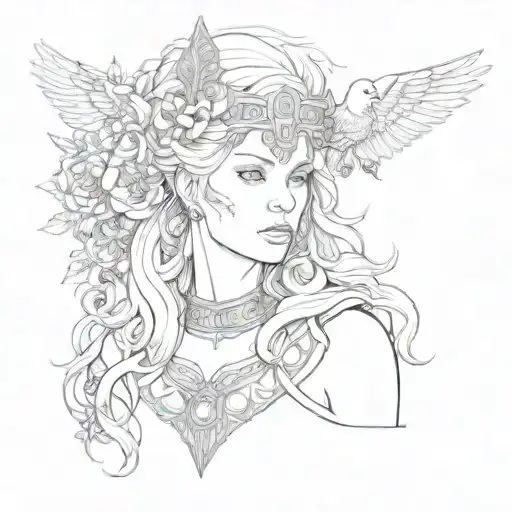 Nordic Tattoo With Godess Freya Goddess