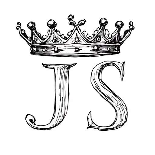 King Crown With Letters J And S Initial