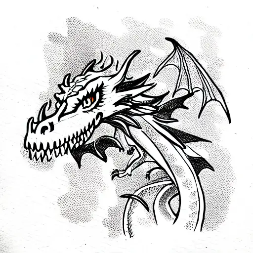 Dragon With August Flowers