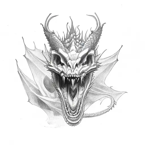 Dragon Holding A Human Skull In Its Paws