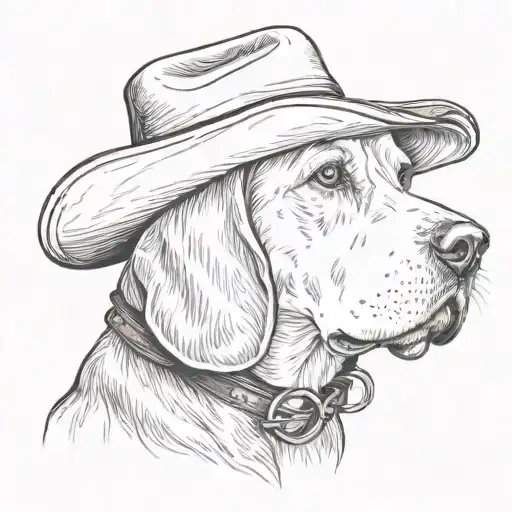 Beagle Wearing A Cowboy Hat Side Profile