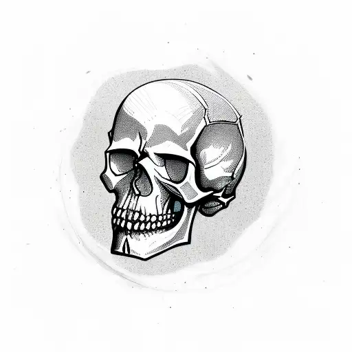 Skull With Roses And Wings In Ar Deco Style