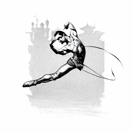Silhouette Of A Male Dancer In Arabesque