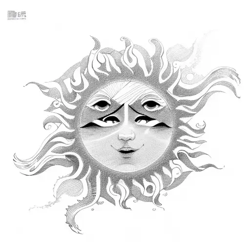 A Sun And Waves Forming Musical Staff Lines