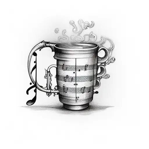 A Coffee Mug With A Musical Staff And Notes As Steam