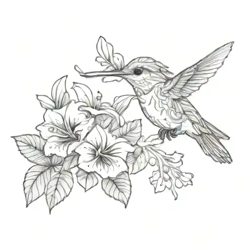 Hummingbird And Violets