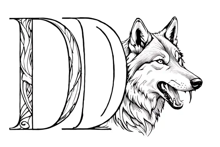 Initials Dg With An Wolf Biting The Initials On The Left Hand
