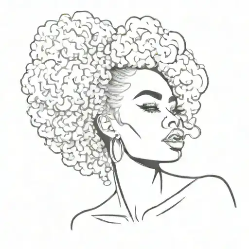 Woman With Afro Puff Line Art