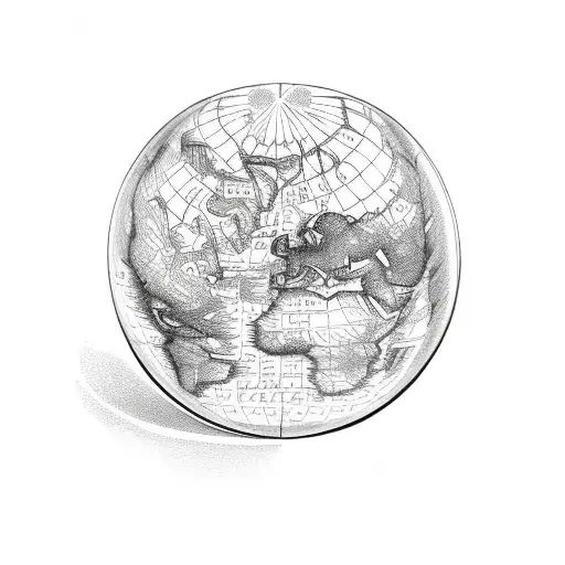 Old World Map As A Puzzle With Crystal Ball