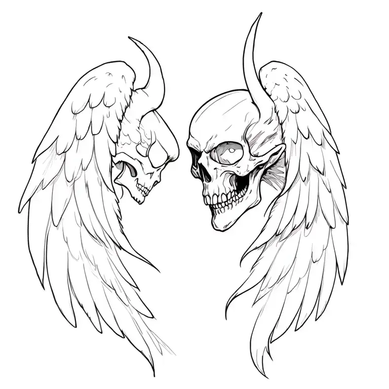 Angel Et Demon Skull