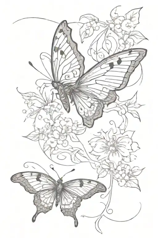 A Butterfly Flying Towards A Moth