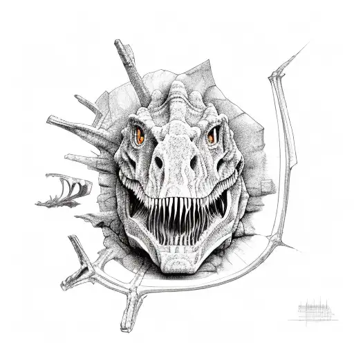 Dinosaur Bones In A Museum