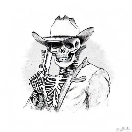 Skeleton Cowboy With Pistol And Holster