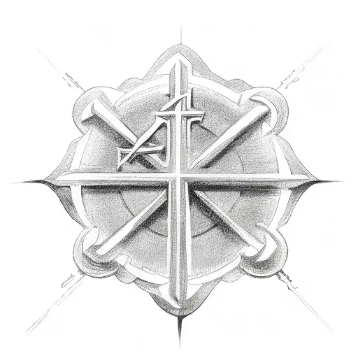 Christian Cross With Flames