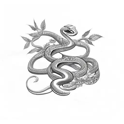 Snake With Rose Vines Wrapped Around Arm