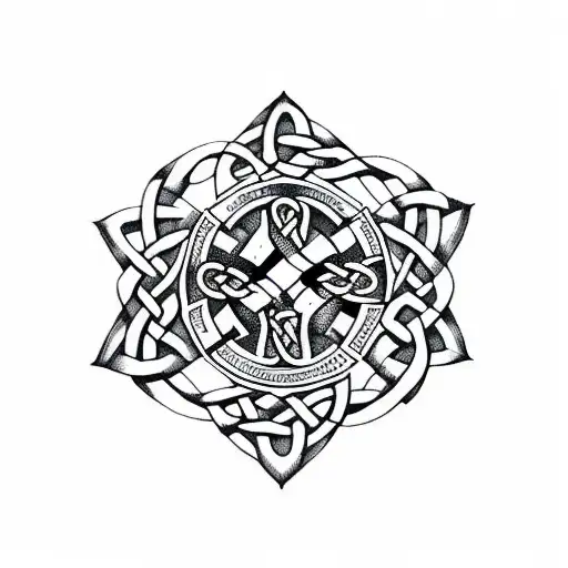 A Celtic Cross Intertwined With A Ribbon Representing The Special Olympics Logo