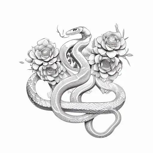 Snake And Flowers With Words Kind Heart Strong Mind