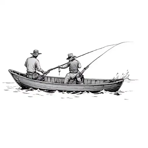 Two People Fishing In A Boat