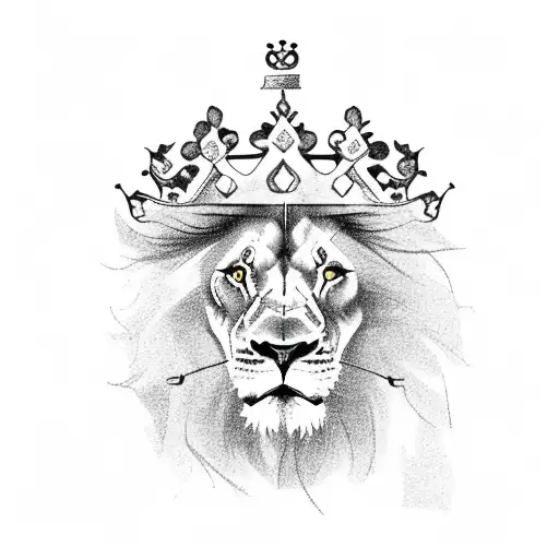 Lion Wearing A Crown Surrounded By The Narcissus