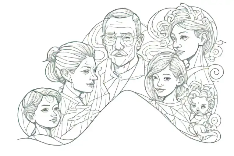 2 Parents 3 Children Abstract Shapes