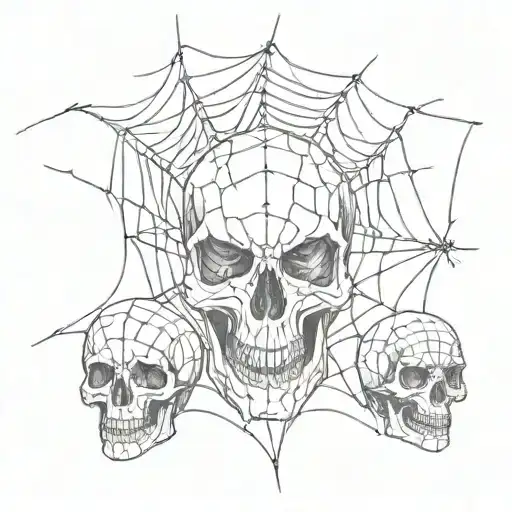 Underground Black Spider Web Skulls