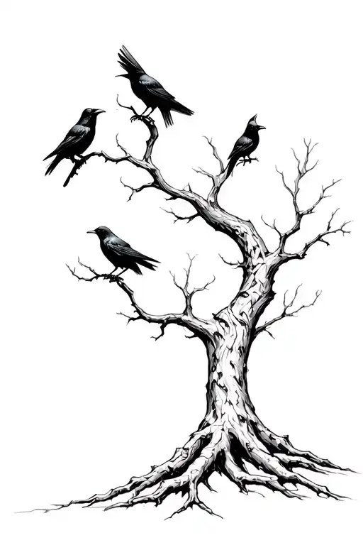 Poison Tree With Ravens And No Leaves