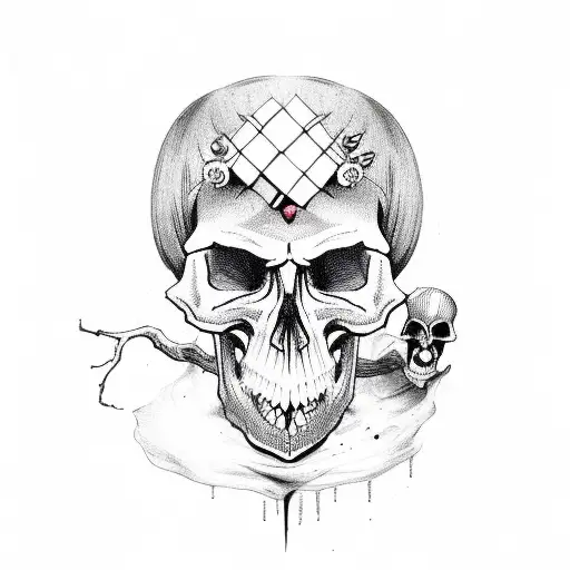 Witch Crying Blood With Skull Crown