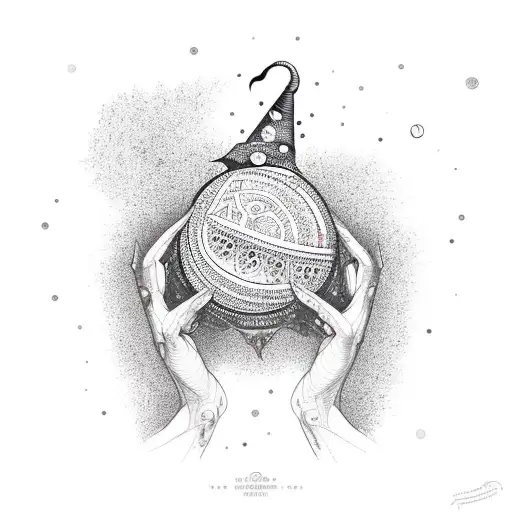 A Crystal Ball With Intricate Patterns And A Witch's Hand Reaching Out To Touch It