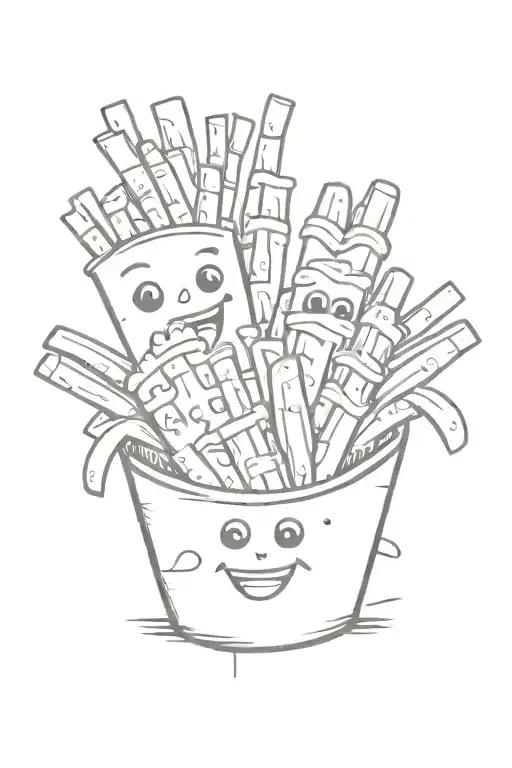 Cartoon French Fry Family