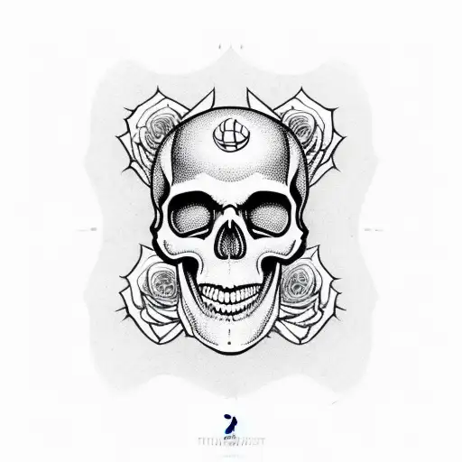 Nba Logo Transformed Into A Skull Surrounded By Black Roses