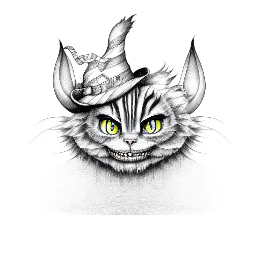 Cheshire Cat With Mad Hatter's Hat