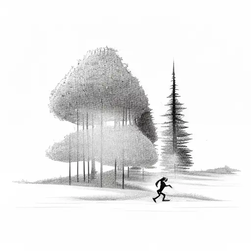 A Sketch Of A Runner Crossing A Taurus Forest