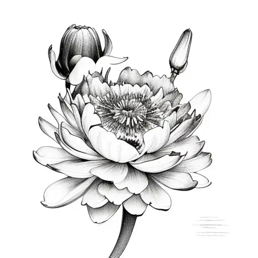 Bouquet Of Flowers With Carnation Peony Water Lilly Larkspur Poppy Gladius Cosmos Merigold