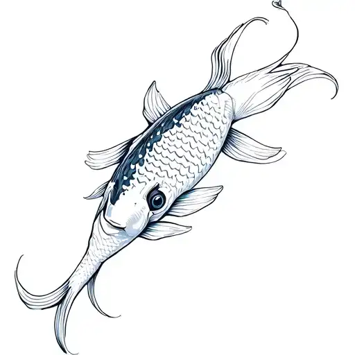 Koi Fish Minimal Fine Line