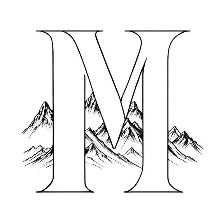 Letter M With Mountains In The Background