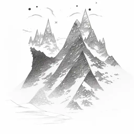 Mountain Range With 3 Stars
